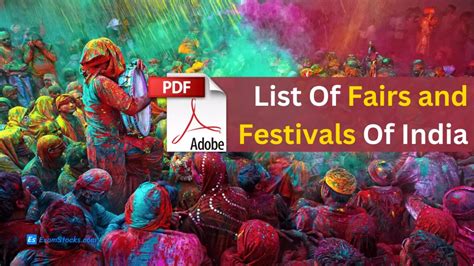 List Of Fairs And Festivals Of India Pdf State Season Wise