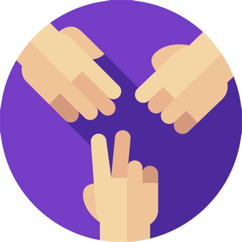 Rock Paper Scissors Flat Circular Flat Icon