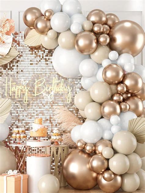 97 Stücke Weiß Gold Ballonbogen Garland Kit Mit Retro Sand Weiß Beige