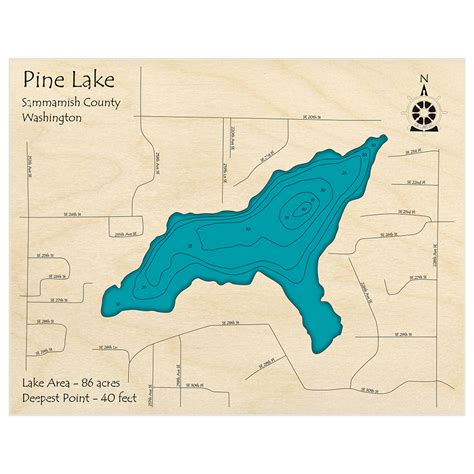 Pine Lake 3d Custom Wood Map Lake Art Llc