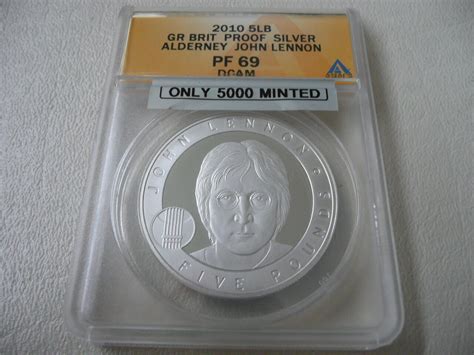 John Lennon Silver England 5 Pounds Coin ANACS Proof 69 W Original Box