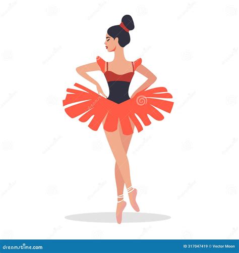 Elegant Ballerina Dancing Graceful Ballet Dancer Performing Female Ballerina Red Tutu Black