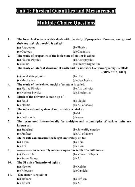 Solution 9th Class Physics Chapter 1 Mcqs Studypool