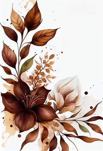 Free Watercolor Brown Flower On White Background