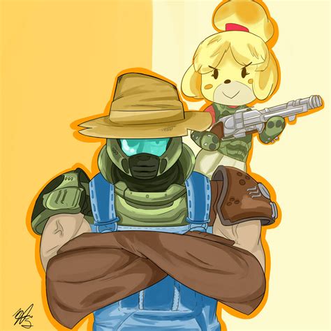 Digital Art 3 Doom Guy And Isabelle By Torrbros On Deviantart