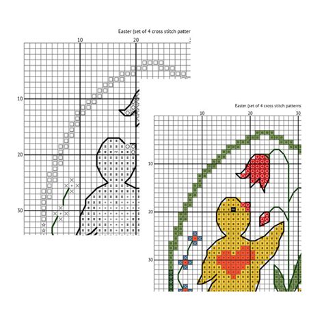 Set of 4 Easter cross stitch patterns, easy cross stitch pat | Inspire Uplift