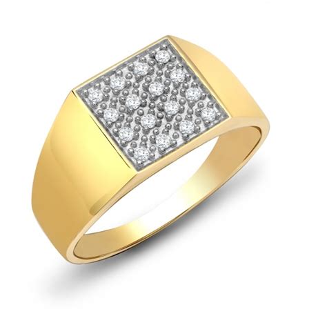 Ct Yellow Gold Pts Gents Square Shape Diamond Ring