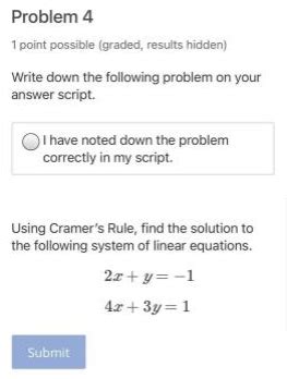 Solved Problem Point Possible Graded Results Hidden Chegg