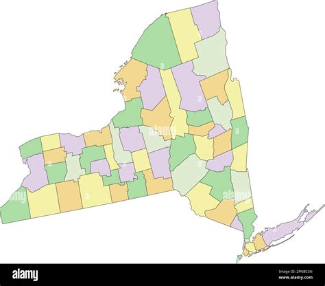 New York Highly Detailed Editable Political Map Stock Vector Image