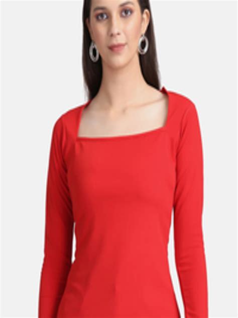 Buy Sugathari Red Crepe Regular Top Tops For Women 15916262 Myntra