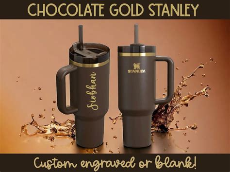 Stanley Chocolate Gold 40 Oz Quencher Custom Engraved Brown Tumbler