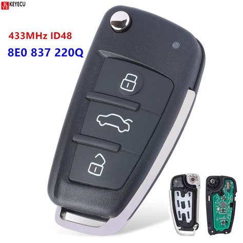 Keyecu Folding Remote Key Keyless Entry 3btn 315mhz 433 8e Chip For A4