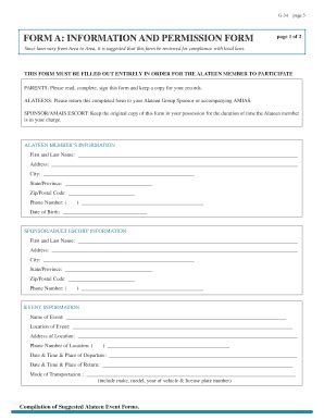 Fillable Online Ohioal Anon Form A Information And Permission Form Page