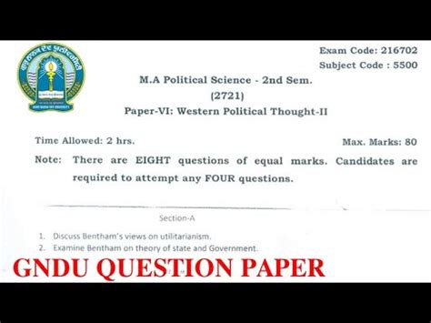 Gndu MA Political Science 2nd Semester Western Political Thought