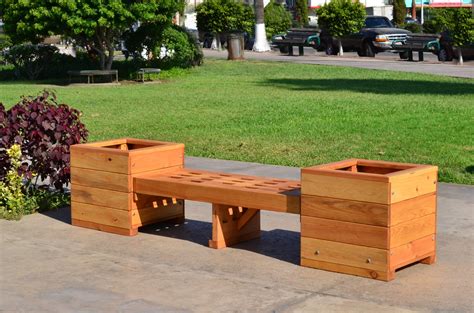 Bench And Planters Combo Built To Last Decades Forever Redwood