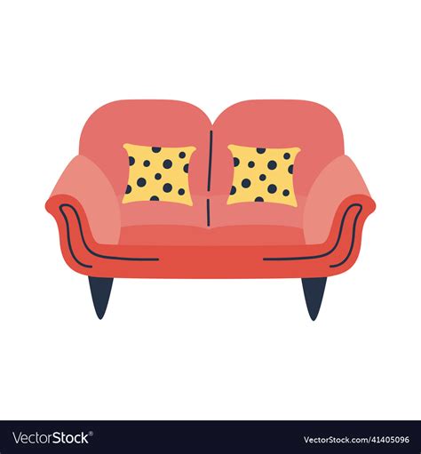 Red Sofa Furniture Royalty Free Vector Image Vectorstock