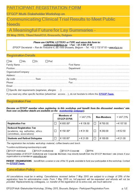 Participant Registration Form How To Create A Participant