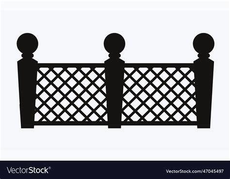 Black silhouette of garden farm wooden fence Vector Image