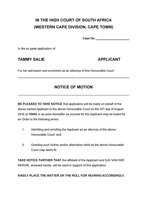 Question 1 Answer On Drafting A Notice Of Motion In The High Court Of