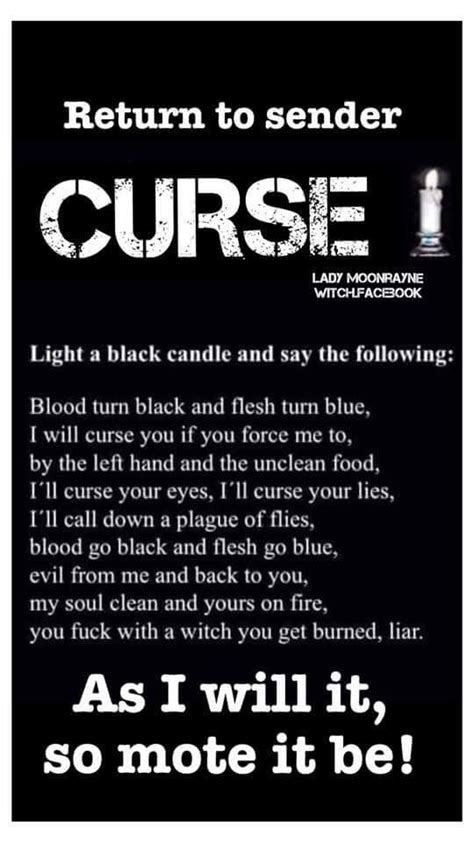 Return To Sender Curse Spell Black Candl Wiccan Spell Book Witch