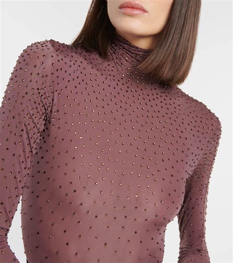 Alex Perry Crystal Embellished Jersey Bodysuit Alex Perry