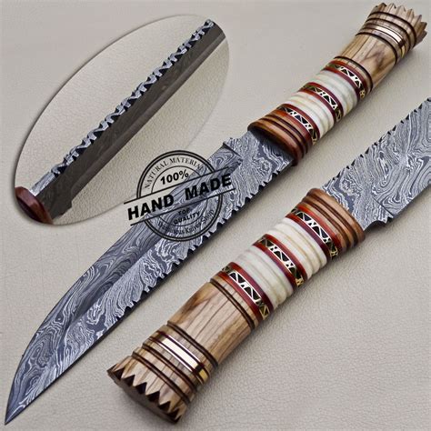 Fancy Damascus Bowie Knife Custom Handmade Damascus Steel Knife