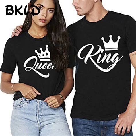 Bkld King Queen Couples T Shirt Crown Printing Couple Clothes Summer T