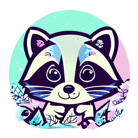 Cute Raccoon Sticker Kawaii Pastel · Creative Fabrica