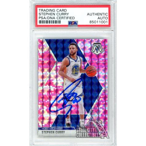 Stephen Curry Panini Mosaic Pink Camo Prizm Autograph Psa