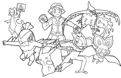 Ash Kalos Pokemon Coloring Pages - Hd Football