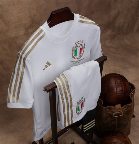 New Italy Th Anniversary Jersey Adidas White Gold Italia