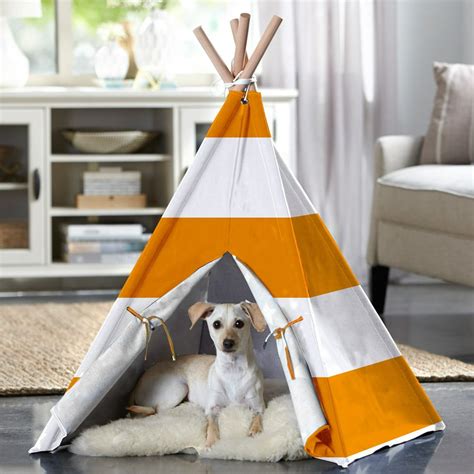 Merry Products Teepee Dog Tent Orange Stripe Large 3996l X 3996w