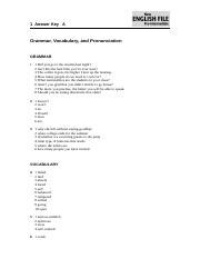 Ef E Uppint Filetest Answerkey Doc Answer Key A Grammar