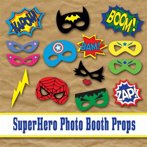 Superhero Photo Booth Props And Decorations Printable Props Etsy