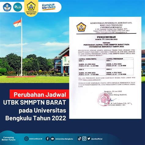 PENGUMUMAN Perubahan Jadwal UTBK SMMPTN BARAT Pada Universitas