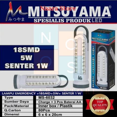 Jual Lampu Led EMERGENCY Dual Function Mitsuyama MS 6032 Senter Charger