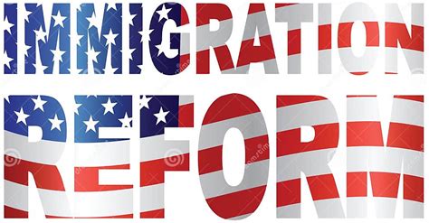 Us Immigration Reform Flag Text Outline Vector Illustration Stock