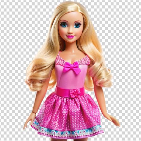 A Doll With Blonde Hair And A Pink Dress On Transparent Background Premium AI Generated PSD