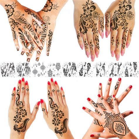 10 Pcs Henna Tattoo Kit Temporary Tattoo Adul Stickers