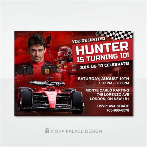 Charles Leclerc Invite Race Car Birthday Invitation Ferrari Racing