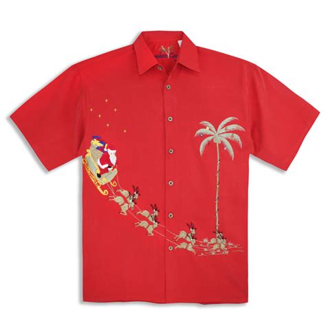 Bamboo Cay | Men's Christmas Shirt | Flying Santa |Tomato