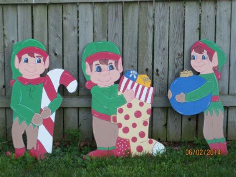 Christmas Elves Elf Large Busy Getting Ready For Christmas Santas Helpers Outdoor Wood