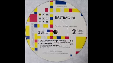 Baltimora Tarzan Boy Extended Dub Version 1985 Youtube