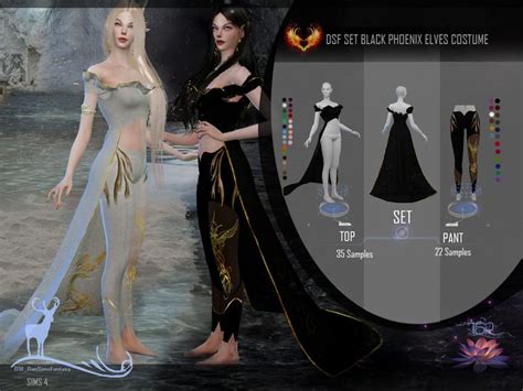 Dansimsfantasy S Dsf Set Black Phoenix Elves Costume Sims Sims