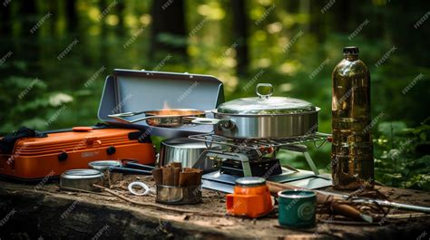 Premium AI Image | A Photo of a Camping Stove and Cooking Utensils for Outdoor Cooking