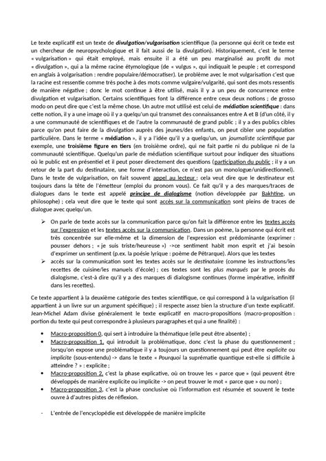 Texte Explicatif E Procédural Apuntes De Idioma Francés Docsity