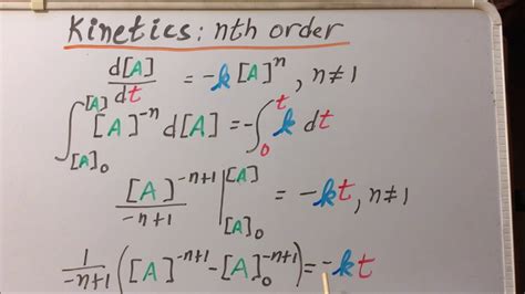 Kinetics Integrated Rate Law And Half Life Expression For General Nth