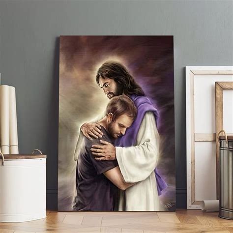 Jesus Christ Hugging Man Canvas Prints - Jesus Christ Art - Christian ...