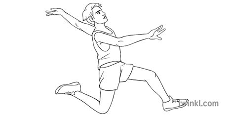 Triple Jump Technique Step Athletics Pe Secondary Bw Rgb Illustration