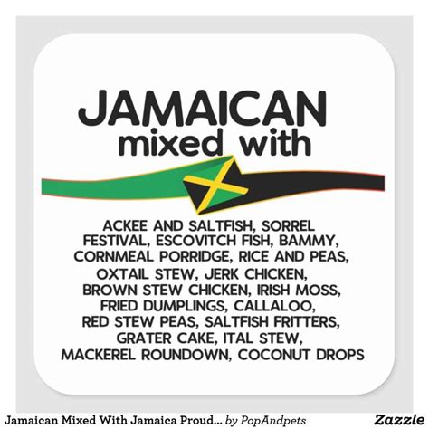 Jamaican Mixed With Jamaica Proud Group Square Sticker Zazzle